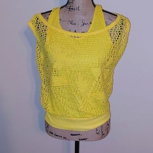 Double layer floral net top